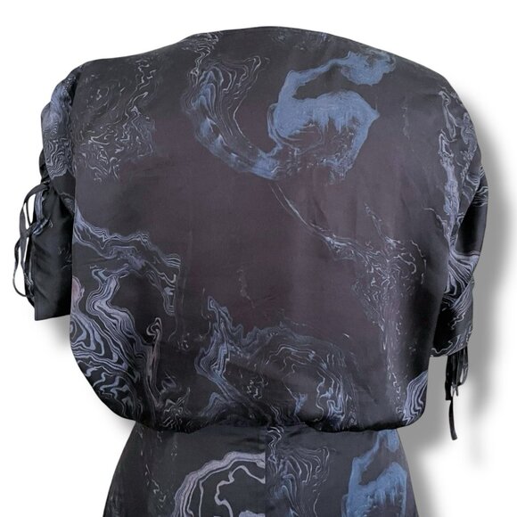 All Saints Womens Rafaela Hatsukoi Dress Sz 10 Black Gray Marble Print Midi - Picture 13 of 16